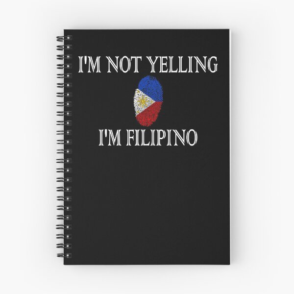 Item preview, I'm not yelling I'm Filipino Funny Classic Typographic quote with 3 stars 1 sun yellow symbol and Filipino flag colours overlayed on thumb fingerprint designed and sold by Deegital18.
