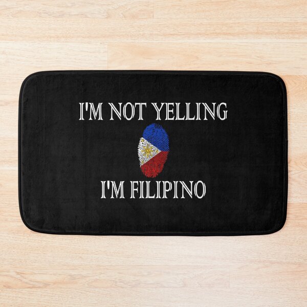 Item preview, I'm not yelling I'm Filipino Funny Classic Typographic quote with 3 stars 1 sun yellow symbol and Filipino flag colours overlayed on thumb fingerprint designed and sold by Deegital18.