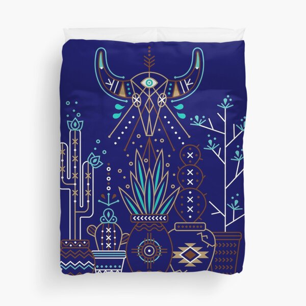 Santa Fe Garden – Navy Duvet Cover