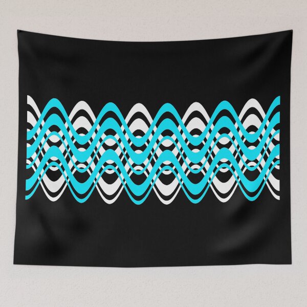 Item preview, WAVES PATTERN. MID-CENTURY MODERN. BLUE/WHITE designed and sold by 5hertz.