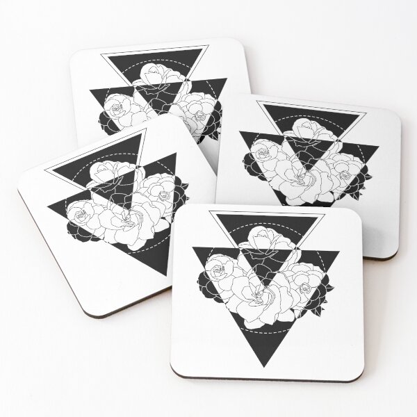 Item preview, Line Roses in Triangles | Black and White Flowers designed and sold by Edgy--Girl.