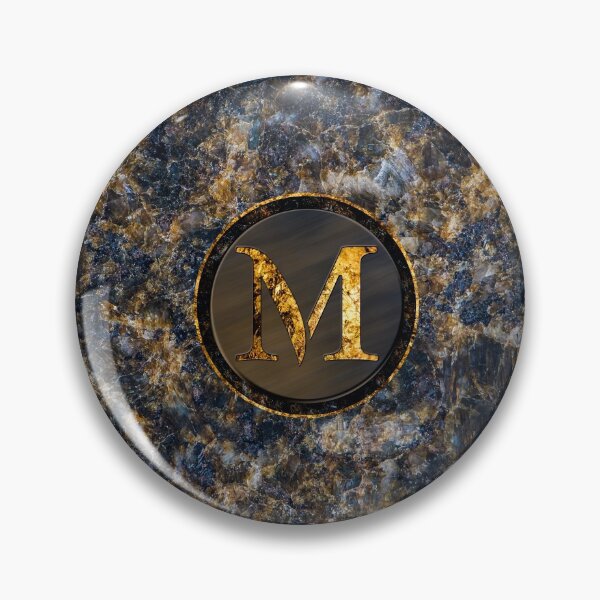 Item preview, Monogram Initial Golden Letter M Dark Blue Marble Pattern designed and sold by MintaApparel.