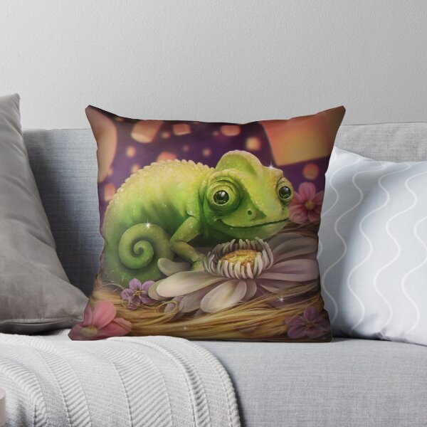 Lizard Under the Lights Throw Pillow