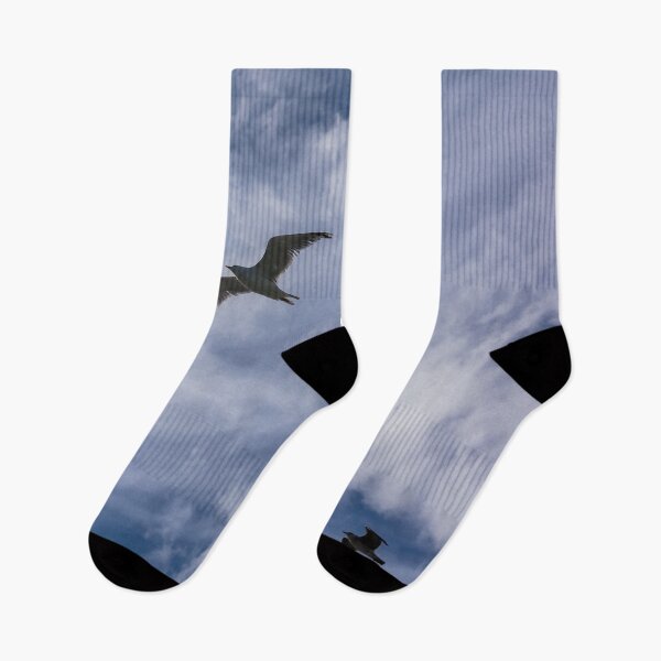 Item preview, Three seagulls flying in the blue cloudy sky designed and sold by lena-maximova.
