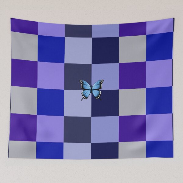 Item preview, Trendy Blue Geometric Colorblock Pattern With A Blue Butterfly designed and sold by Avani01.