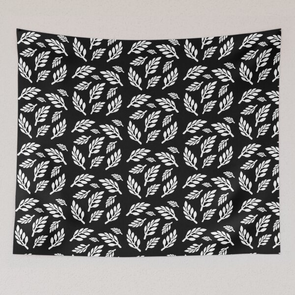 Item preview, White leaves and black background designed and sold by Kharotus.