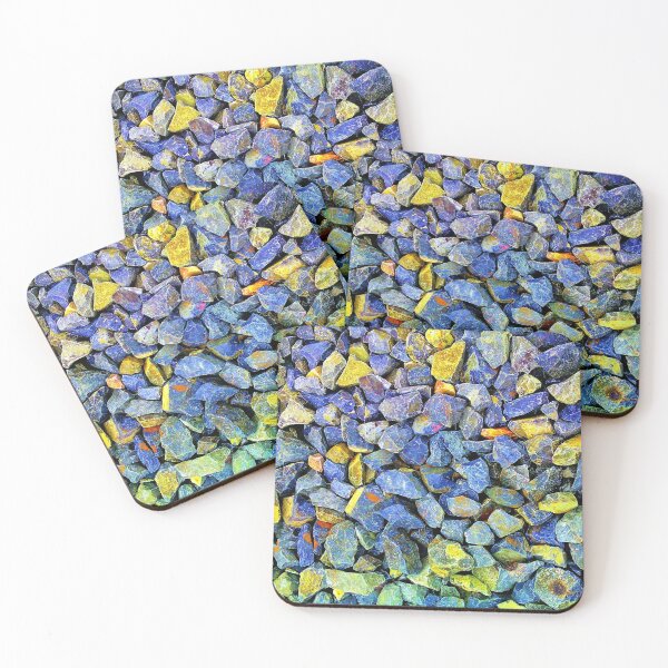 Item preview, blue and yellow coloful gravel stones pattern designed and sold by N' ajjer.