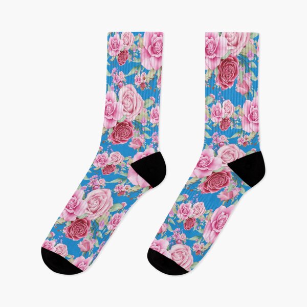 Item preview, Watercolor Floral pattern. Beautiful red and pink rose  flower pattern in blue background.  designed and sold by docferds.