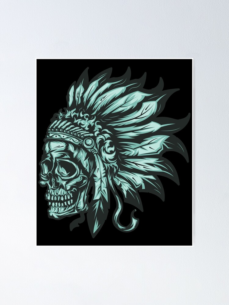 Native American Indian Warrior Skull With Feather (Download Now