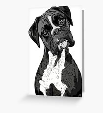 Black and White Boxer Art Greeting Card
