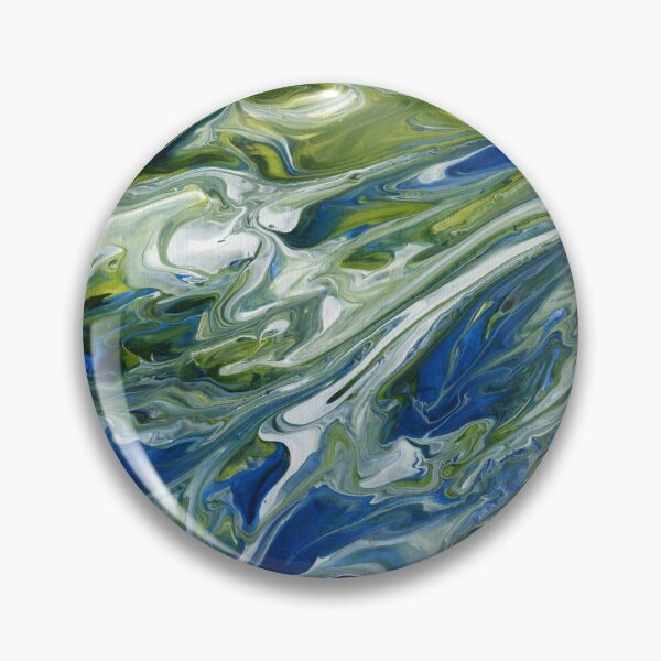 Item preview, Abstract blue and green acrylic pour painting designed and sold by Marion Yeo.