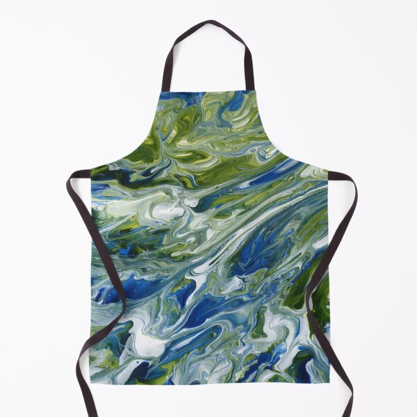Item preview, Abstract blue and green acrylic pour painting designed and sold by Marion Yeo.