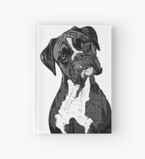Black and White Boxer Art Hardcover Journal