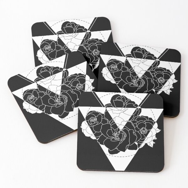 Item preview, Line Roses in Triangles alt | Black and White Flowers designed and sold by Edgy--Girl.