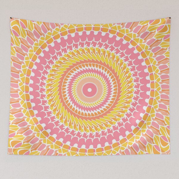 Item preview, Sunny Pink Retro Mandala designed and sold by Kelly Dietrich Mandala & Fractal Art.