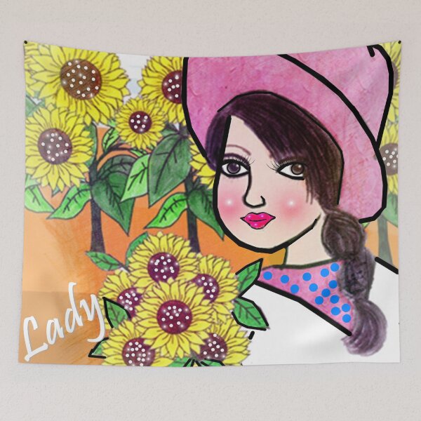 Item preview, Charming lady and flowers  designed and sold by Shirley cute art .
