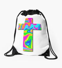 Bright Colorful Cross Drawstring Bag