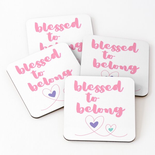 Item preview, Blessed To Belong. Pink Text, Hand Drawn, Joined Hearts. designed and sold by JellyBeenzz.