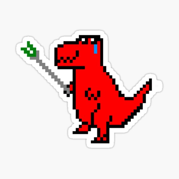 Pixel art of dinosaur describing offline error for internet. No