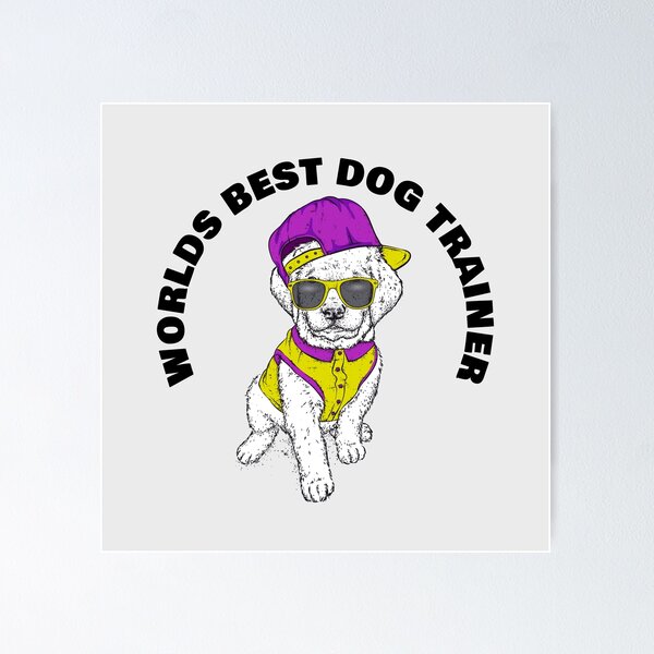 Item preview, Mejor adiestrador de perros del mundo - Cool Puppy - Pegatina Redonda Blanco designed and sold by NoMatterLab.