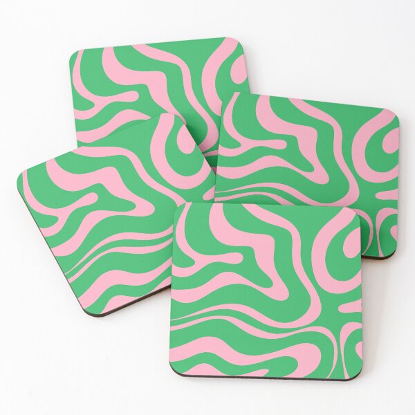 Item preview, Retro Modern Liquid Swirl Abstract Pattern Square in Spring Green and Pink designed and sold by kierkegaard.