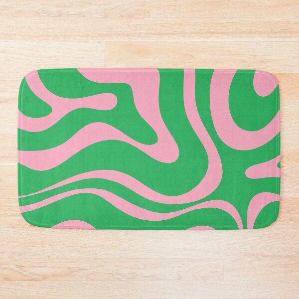 Item preview, Retro Modern Liquid Swirl Abstract Pattern Square in Spring Green and Pink designed and sold by kierkegaard.