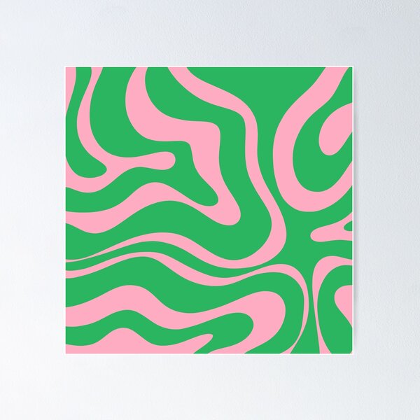 Item preview, Retro Modern Liquid Swirl Abstract Pattern Square in Spring Green and Pink designed and sold by kierkegaard.