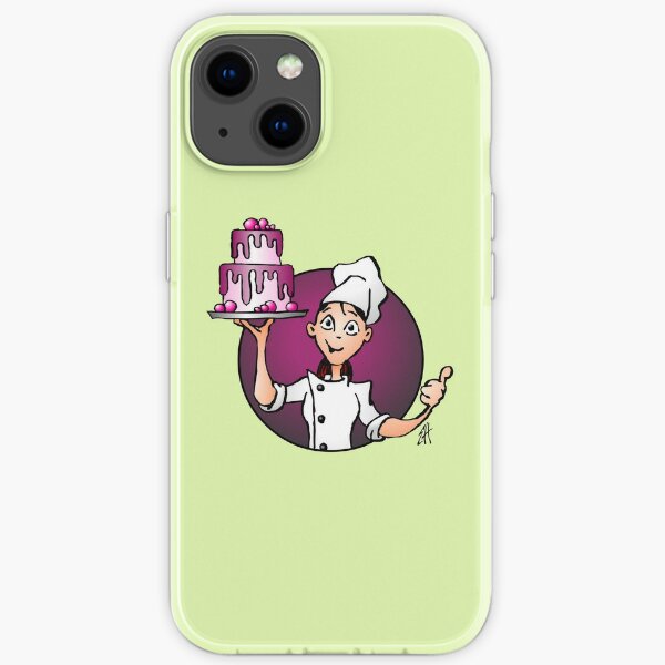 Pastry chef with a pink glazed cake iPhone Soft Case