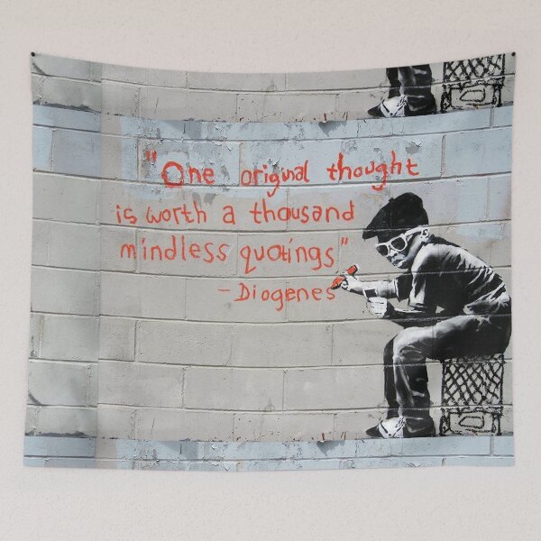 Item preview, Banksy street graffiti art One original thought is worth a thousand mindless quotings Diogenes  designed and sold by MindChirp.