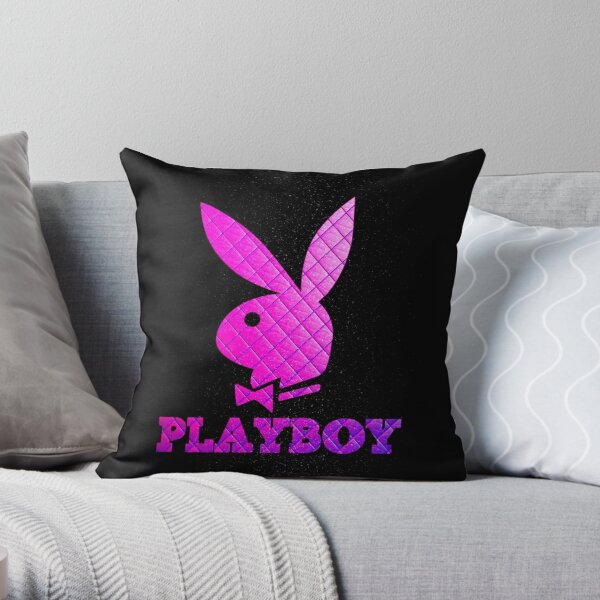 Play Boy Pink Sparkle Leather Throw Pillow