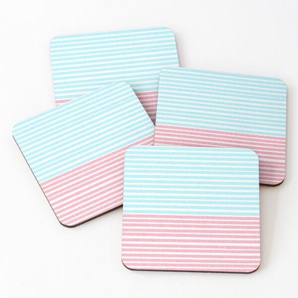 Item preview, Coral pink and aqua blue hand drown watercolor stripes designed and sold by likebakerdo.