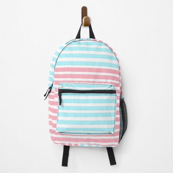 Item preview, Coral pink and aqua blue hand drown watercolor stripes designed and sold by likebakerdo.