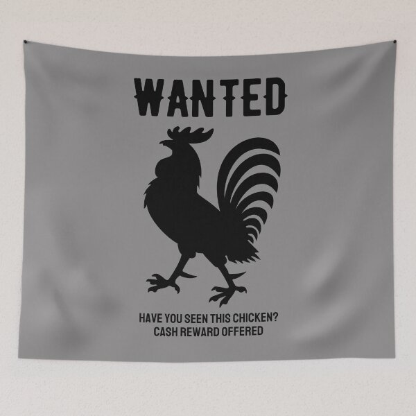 Item preview, Wanted. Have You Seen This Chicken? Black Silhouette, Text. designed and sold by JellyBeenzz.