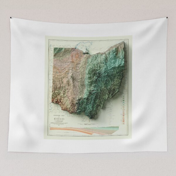 Item preview, 1920 Ohio Relief Map 3D digitally-rendered designed and sold by ThinkAboutMaps.