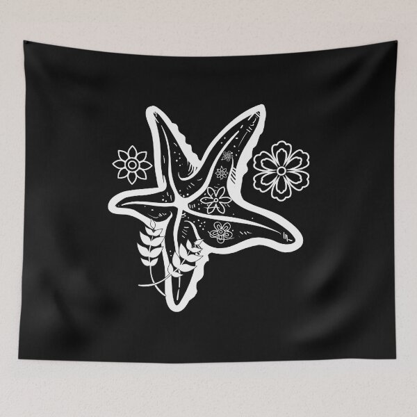 Item preview, Starfish With Flowers Line Drawing Design designed and sold by EarthArtDesigns.