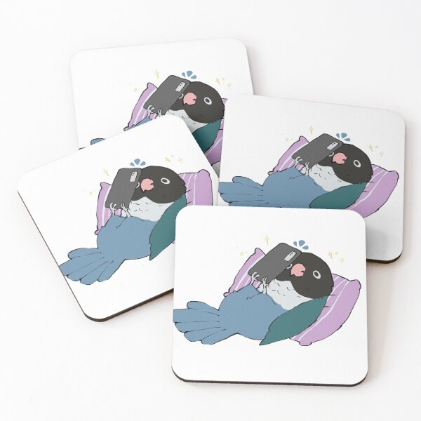 Item preview, Cute Masked Lovebird On Phone designed and sold by Alice Cheng.