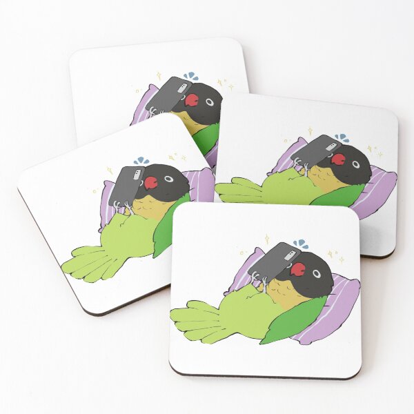 Item preview, Cute Yellow Collared Lovebird On Phone designed and sold by Alice Cheng.
