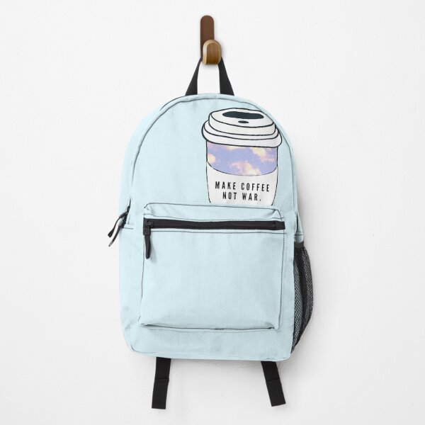 Item preview, make coffee not war blue pink clouds designed and sold by NelBo.