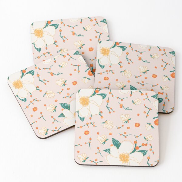 Item preview, White Flower Pattern With Pink Background designed and sold by NaomiBalog.