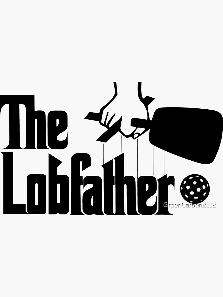 Thumbnail 3 of 3, Sticker, The Pickleball Lobfather - A fun black and white graphic inspired by the classic movie and lobbing on the pickleball court designed and sold by GreenCarbon2112.