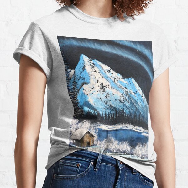 Bob Ross inspirierte Winterlandschaft - Nordlichter Classic T-Shirt