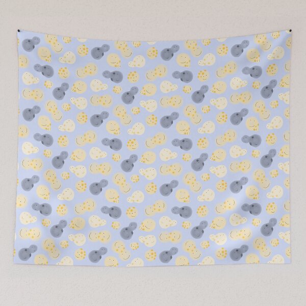 Item preview, Cute Watercolor Baker's Yeast in Grey and Orange on Blue designed and sold by fogoosherie.