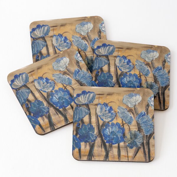 Item preview, Some abstract wild blue metallic flowers  designed and sold by kkartwork.