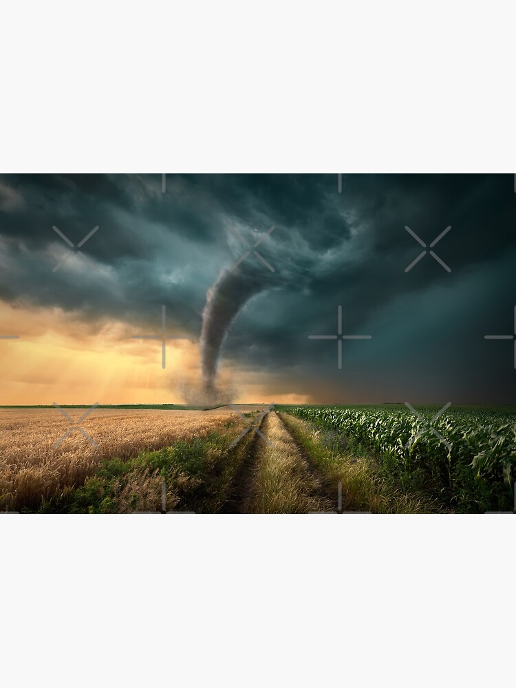 Thumbnail 3 of 3, Poster, Tornado Over Farm Field designed and sold by NoSpecialShop.