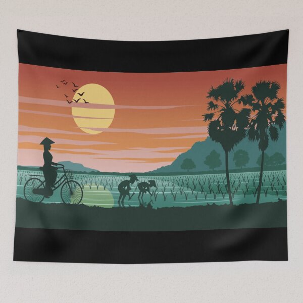 Item preview, Vietnamese old lady with bycicle  designed and sold by kikinafashion.