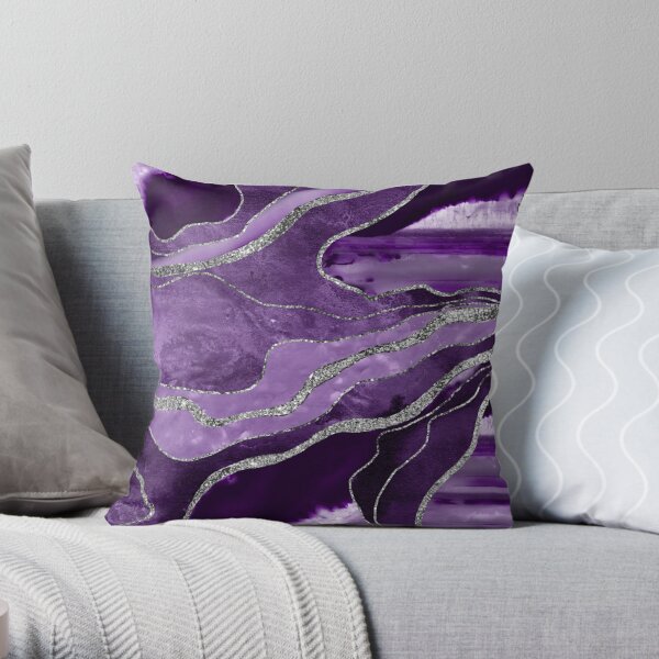 18 x 18 Purple & White Fancy Design Throw Pillow