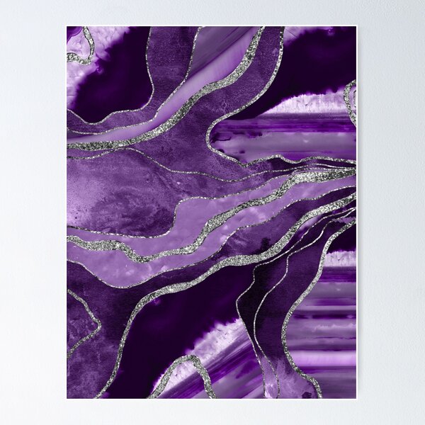Aperçu de l'œuvre Agate de marbre violet Silver Glam #1 (Photo de paillettes uniquement - non réfléchissante) créée et vendue par Anita's & Bella's Art.