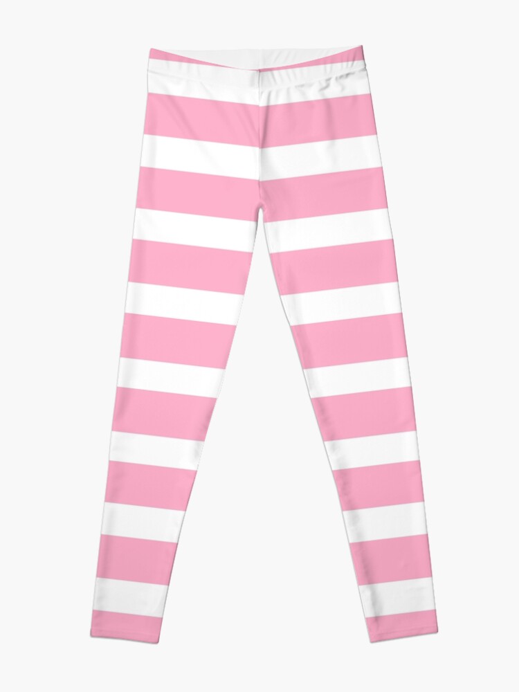 Disover white and light pink stripes Leggings