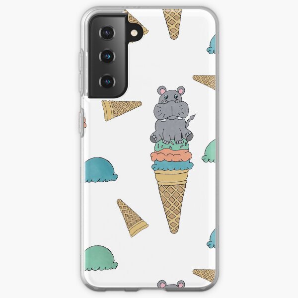 Cute Hippo sitting on an Icecream cone seamess surface pattern Samsung Galaxy Soft Case