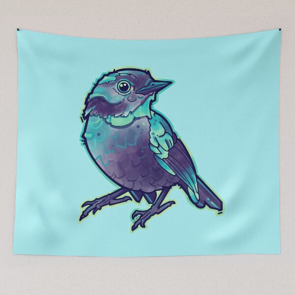 Item preview, aqua blue cute chubby bird  designed and sold by weilertsen.